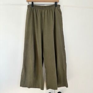 SOTELA Olive Green Wide Leg Cropped Pants Elastic Waist Pockets Women's Size 3
